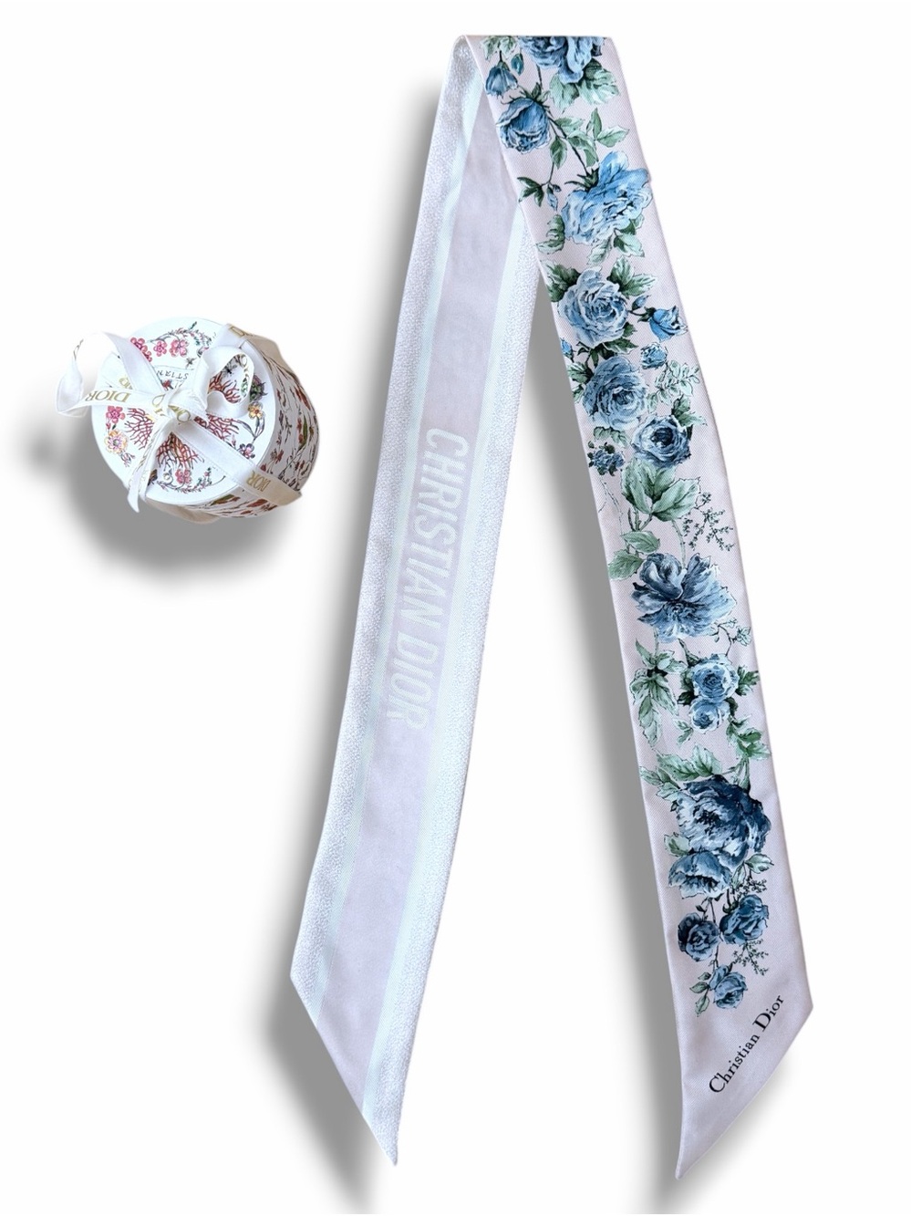 Christian Dior Granville Mitzah Silk Scarf Pink Blue Floral Pietro Ruffo W/ Box